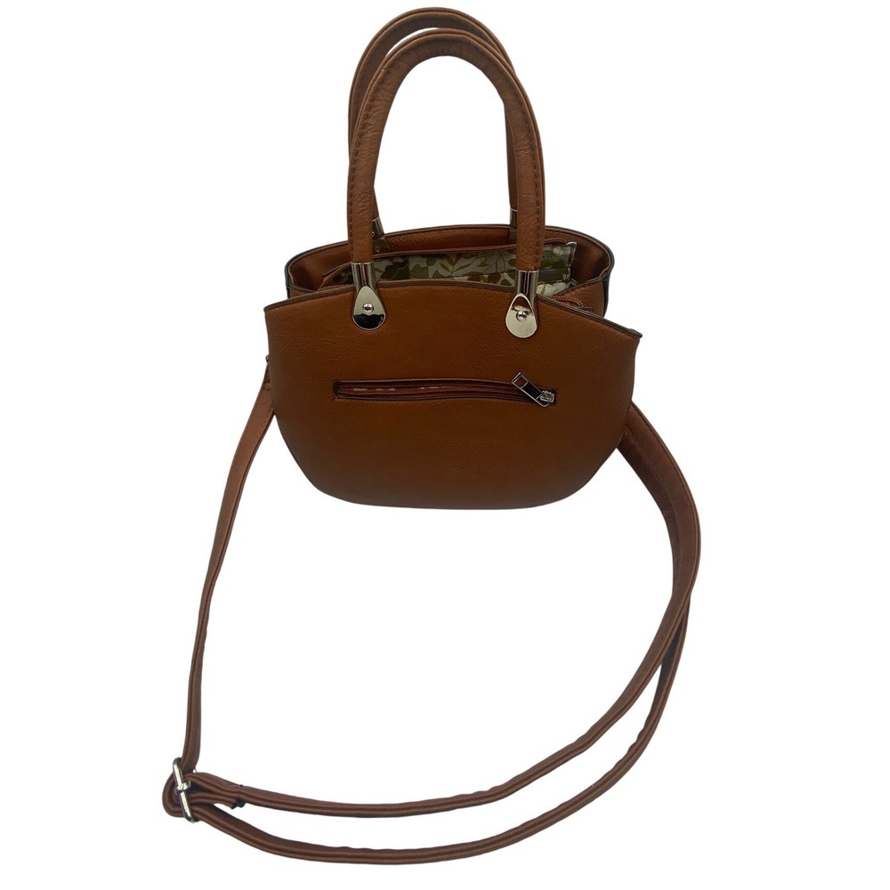K Carroll Brown‎ Faux Leather Satchel Handbag Purse With Shoulder Strap Nice!